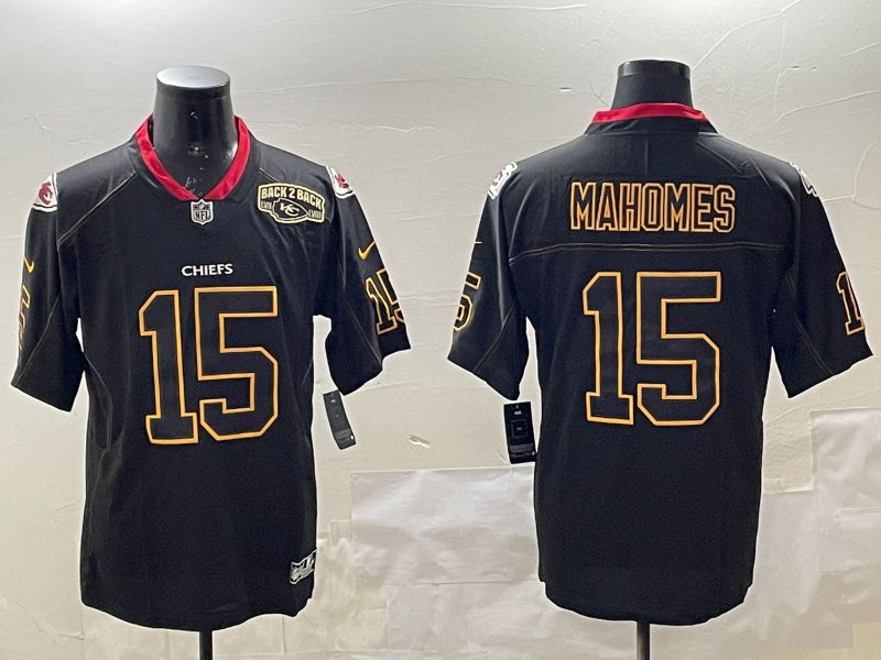 Men Kansas City Chiefs 15 Mahomes Black 2025 Nike Limited NFL Jersey style 5